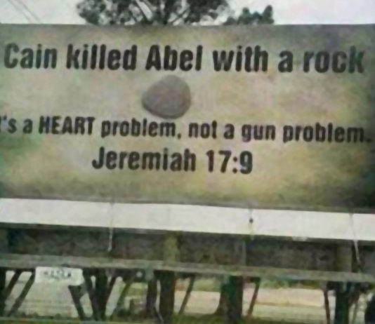 Cain killed Abel with a rock billboard