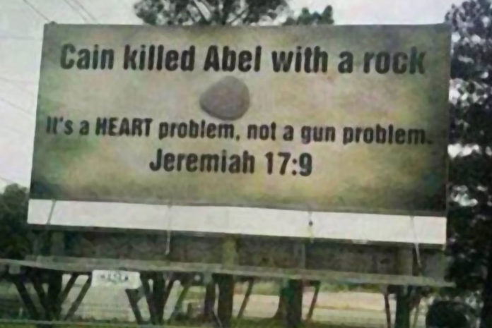 Cain killed Abel with a rock billboard