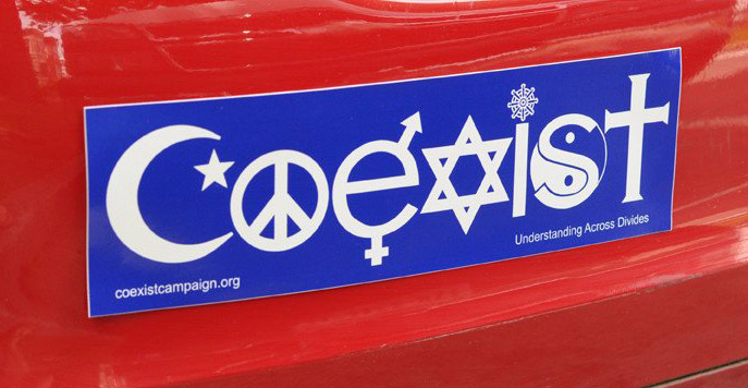 coexist bumper sticker on car