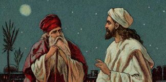 Jesus with Nicodemus on being born again